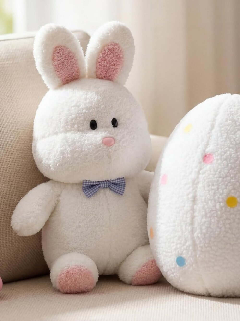 Xuhal Easter Bunny & Egg Plush Throw Pillows, Set of 2, Spring Decor, NWT